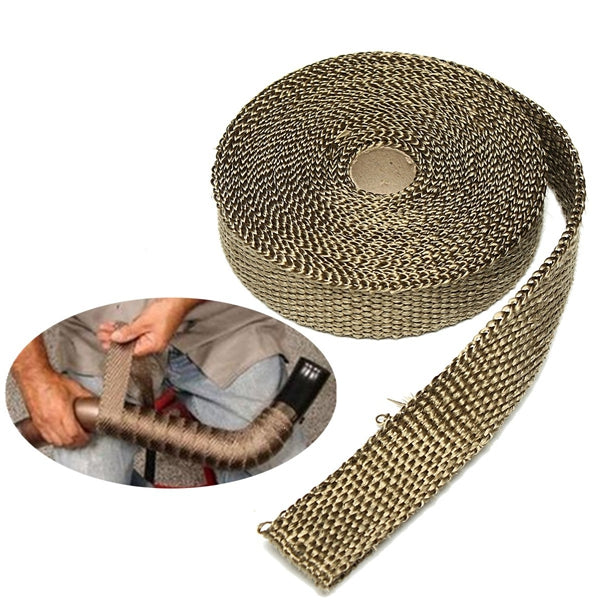7.5mX2.5cmX1.6mm Titanium Motor Car Insulation Exhaust Header Heat Wrap With Stainless Ties Kit