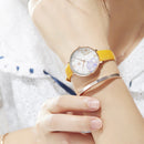 SHENGKE SK K9014 Flowers Pattern Elegant Dial Fashion Women Leather Strap Quartz Watch
