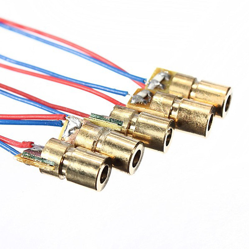 10 pcs DC 5V 5mW 650nm 6mm Laser Dot Diode Module Red Copper Head Tube