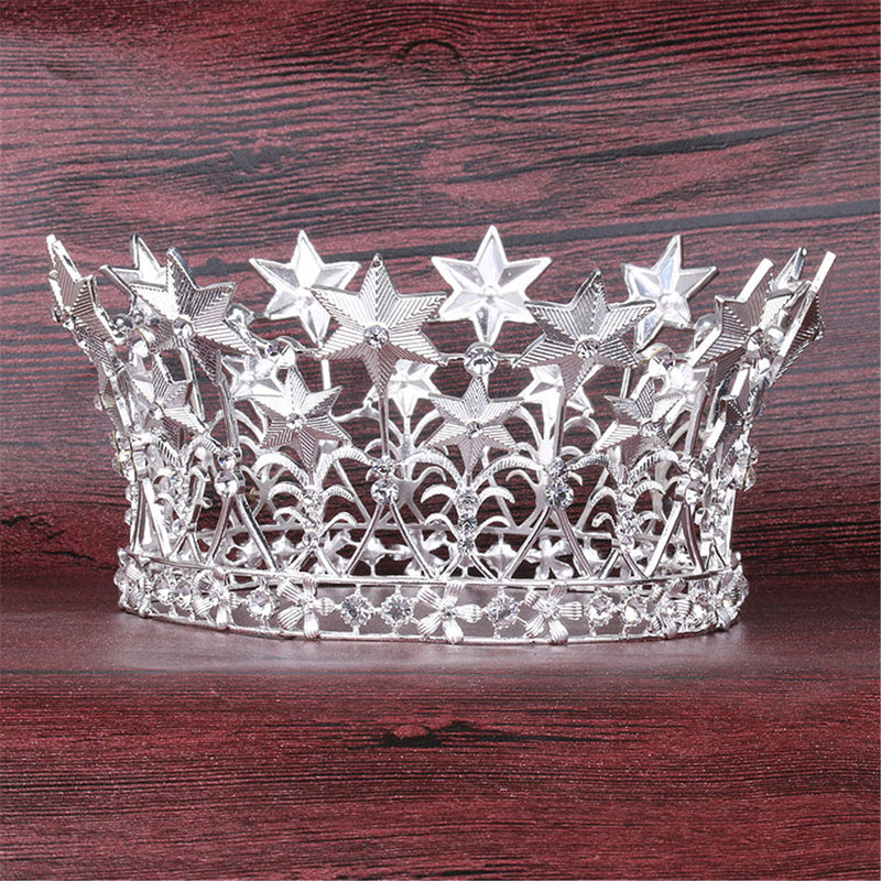 8cm High Stars Crystal Gold Golden Wedding Jewelry Bridal Party Pageant Prom Tiara Crown