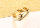Titanium Steel Gold-plated Perimeter Crystal Stick Diamond Ring