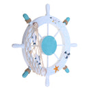 11'' Beach Wooden Boat Ship Steering Wheel Nautical Beach Fish Net Shell Decorations