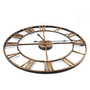 Loskii Creative Wall Clock Living Room Round Hollow Out Cafe Bar Wrought Metal Vintage Wall Clock
