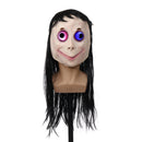 LED Scary Momo Mask Game Horror Mask Cosplay Full Head Momo Mask Big Eye With Long Wigs Halloween Party Props