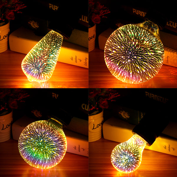 E27 6W Colorful 3D Christmas Holiday LED Firework Light Home Decorative Lamp LED Bulb