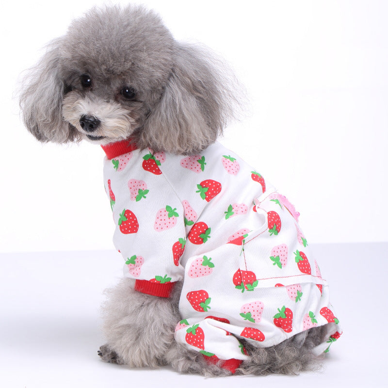 Pet Dog Soft Cloth Cotton Footprint Pajamas Puppy Jumpsuits Soft Clothing Clothes Dog Dress