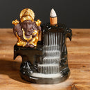 Backflow Incense Burner Ceramic Waterfall Smoke Lucky Elephant Incense Burner Holder for Home Decor Yoga Office Ornament with 10 Free Incense Cones