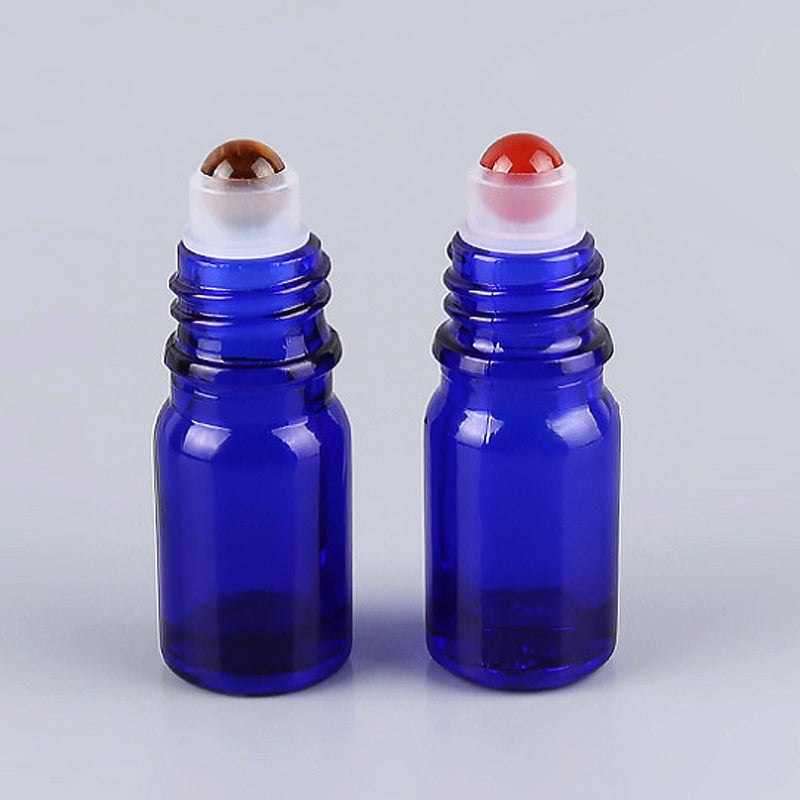 10Pcs Gemstone Essential Oil Bottles Refillable Roll-On Roller Storage Bottle Healing Crystals