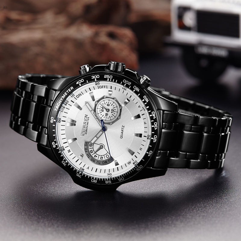 CURREN 8020 Stainless Steel Band Casual Style Quartz Watch 3ATM Waterproof Men Watch