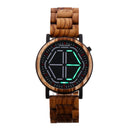 BOBO BIRD Creative Night Vision Wooden Watch Colorful LED Unique Time Display Men Quartz Watch