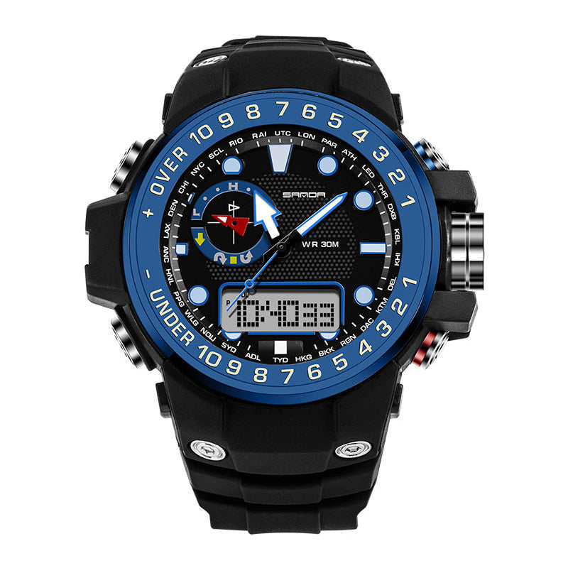 SANDA 399 Dual Display Digital Watch Calendar Luminous Display Alarm Clock Watch Outdoor Sport Watch
