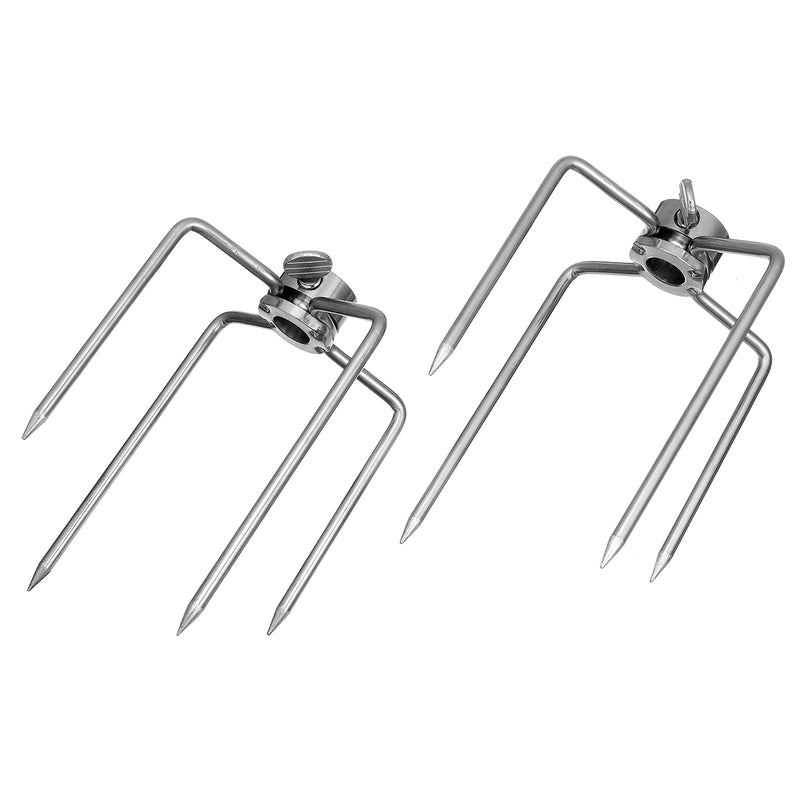 2Pcs BBQ Stainless Steel Spit Fork Chicken Grill BBQ Stick Fork Rotisserie Barbecue Accessories