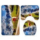 Honana 4PCS Bathroom Waterproof Shower Curtain Bathroom Bath Mat Toilet Seat Cover Pedestal Rug