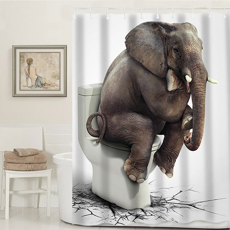180x180CM Elephant Waterproof Bathroom Shower Curtain 12 Hooks