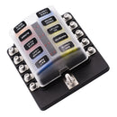 iMars 10 Way Fuse Box 12V 32V Circuit Standard Blade Block Holder Kit Car Caravan