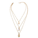 African Style Shell Multi-Layer Necklace Gold Metal Conch-inlaid Gold-rimmed Cavicle Chain Necklace
