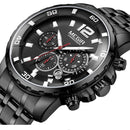 MEGIR 2068G Men Watch Luminous Display Chronograph Business Quartz Watch Stainless Steel Sport Watch