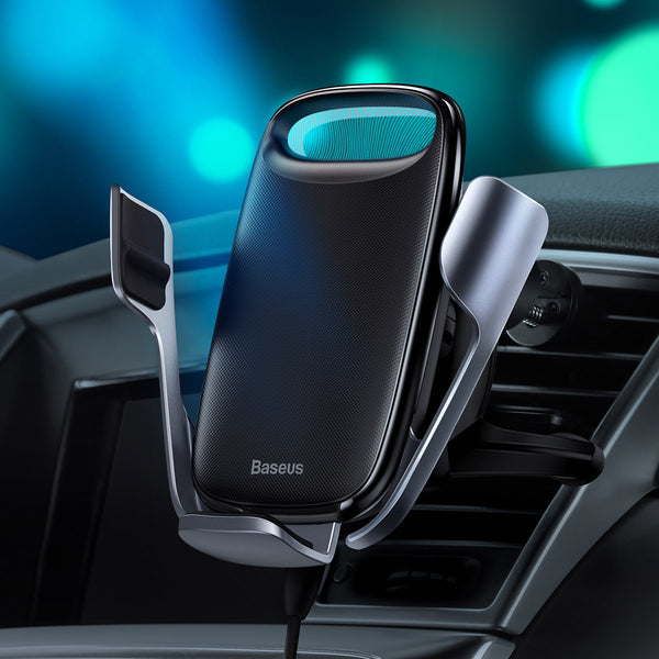 Baseus 15W LED Intelligent Auto Lock Electric Bracket Stable Wireless Car Charger Quick Charge Phone Holder for iPhone 11 Pro Max for Samsung S10+ S9 HUAWEI P30 Pro Xiaomi M9 Redmi K30 LG Numia