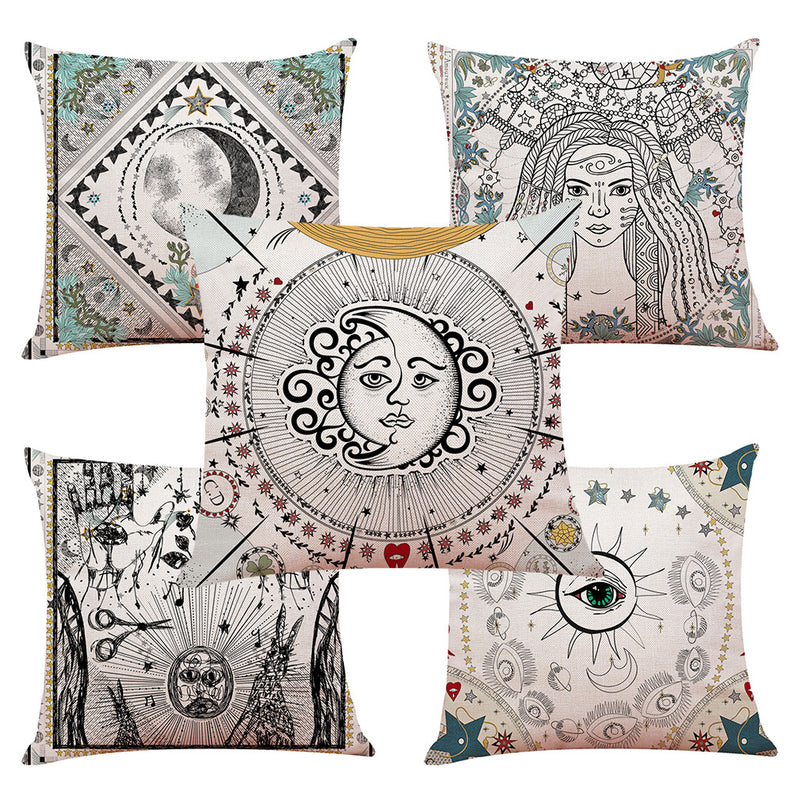 Mandala Tarot Creative Style Linen Throw Pillow Cover Home Office Back Cushion Cover Star Pillow Case