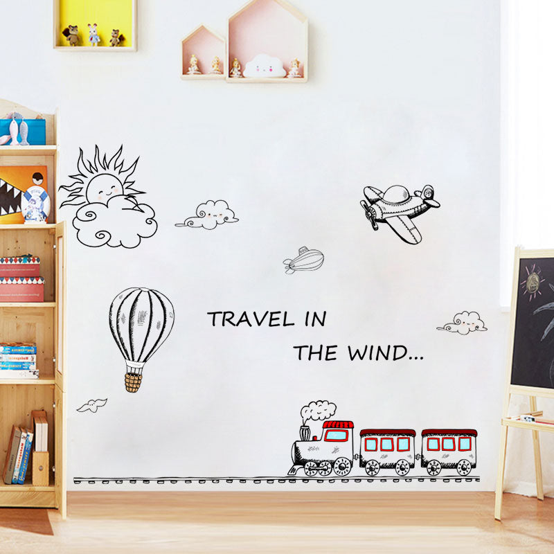 Miico FX82032 2PCS Cartoon Wall Stickers Small Train Painting Sticker Children's Room And Kindergarten Decoration Sticker