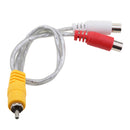 32cm RCA Male to 2 RCA Female Plug Audio Adapter Y Splitter Connector Cable