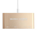 USB C with Micro SD / MMC / SD Card Reader + USB 3.0 Type A + USB Type C Power Delivery Charging Port Hub Adapter - USB-C to Super Speed USB, TF MicroSD & SD Memroy Card Reader Adapter Connector Cable Gold