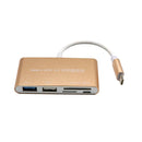 USB C with Micro SD / MMC / SD Card Reader + USB 3.0 Type A + USB Type C Power Delivery Charging Port Hub Adapter - USB-C to Super Speed USB, TF MicroSD & SD Memroy Card Reader Adapter Connector Cable Gold