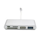 USB C with Micro SD / MMC / SD Card Reader + USB 3.0 Type A + USB Type C Power Delivery Charging Port Hub Adapter - USB-C to Super Speed USB, TF MicroSD & SD Memroy Card Reader Adapter Connector Cable Silver