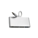 USB C with Micro SD / MMC / SD Card Reader + USB 3.0 Type A + USB Type C Power Delivery Charging Port Hub Adapter - USB-C to Super Speed USB, TF MicroSD & SD Memroy Card Reader Adapter Connector Cable Silver