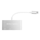 USB C with Micro SD / MMC / SD Card Reader + USB 3.0 Type A + USB Type C Power Delivery Charging Port Hub Adapter - USB-C to Super Speed USB, TF MicroSD & SD Memroy Card Reader Adapter Connector Cable Silver