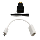 3 in 1 Mini-HDMI to HDMI Adapter + Micro USB to USB Female Cable + Male GPIO Header for Raspberry Pi Zero Adapter Kit White