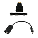 3 in 1 Mini-HDMI to HDMI Adapter + Micro USB to USB Female Cable + Male GPIO Header for Raspberry Pi Zero Adapter Kit Black