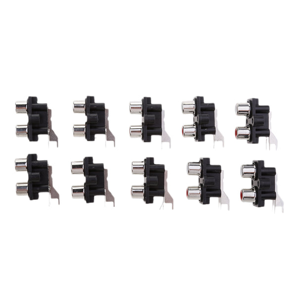 10pcs Solder Type Right Angle Female Jack 2 RCA Socket Connector Board DIY