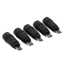 5Pieces DC Power Micro USB 5 Pin Male To 5.5x2.1mm Female Charging Adapter