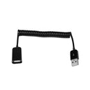 Spiral Coiled USB 2.0 Male to Female Data Sync & Charge Cable (Black) 1m