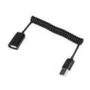 Spiral Coiled USB 2.0 Male to Female Data Sync & Charge Cable (Black) 1m