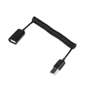 Spiral Coiled USB 2.0 Male to Female Data Sync & Charge Cable (Black) 1m