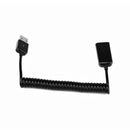 Spiral Coiled USB 2.0 Male to Female Data Sync & Charge Cable (Black) 1m