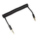 1m 3.5mm 4poles Audio Stereo Male to Male Coiled Spring Aux Stereo Extension Cable Cord Black