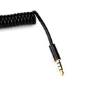 1m 3.5mm 4poles Audio Stereo Male to Male Coiled Spring Aux Stereo Extension Cable Cord Black