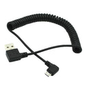 90 Degree Angle USB 2.0 Male to 90 Degree Right Angle Micro USB 5 Pin Male Charge and Sync Coiled Spiral Cable
