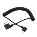 90 Degree Angle USB 2.0 Male to 90 Degree Right Angle Micro USB 5 Pin Male Charge and Sync Coiled Spiral Cable
