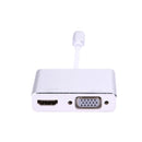2in1 USB 3.1 Type C USB C To VGA + HDMI Converter Cable Adapter Adaptor Silver