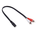 13-Inch 3.5mm Female to 2 Dual RCA Male - RCA to AUX Y Stereo Splitter Cable, Black
