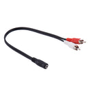 13-Inch 3.5mm Female to 2 Dual RCA Male - RCA to AUX Y Stereo Splitter Cable, Black