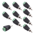 10-Pack Phono RCA Male Plug to AV Screw Terminal Audio/Video Connector Adapter