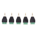 5 Pieces 3.5mm (1/8inches) Stereo Audio Male to AV 3-Screw Terminal Female Phoenix Adapter Connector