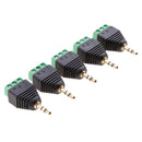 5 Pieces 3.5mm (1/8inches) Stereo Audio Male to AV 3-Screw Terminal Female Phoenix Adapter Connector