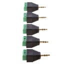 5 Pieces 3.5mm (1/8inches) Stereo Audio Male to AV 3-Screw Terminal Female Phoenix Adapter Connector