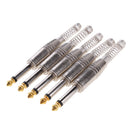5 Pieces 1/4" Male 6.35mm Audio Cable Amplifier Connector Mono Connector Plugs with Spring for Guitar DIY Connector